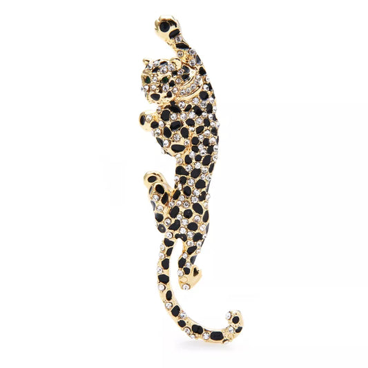 Climbing Leopard Enamel Brooch Pin -  Adds classy bling to any outfit!